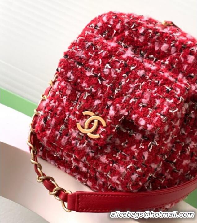 Affordable Price Chanel Tweed Bowling Bag AS5791 Red 2025