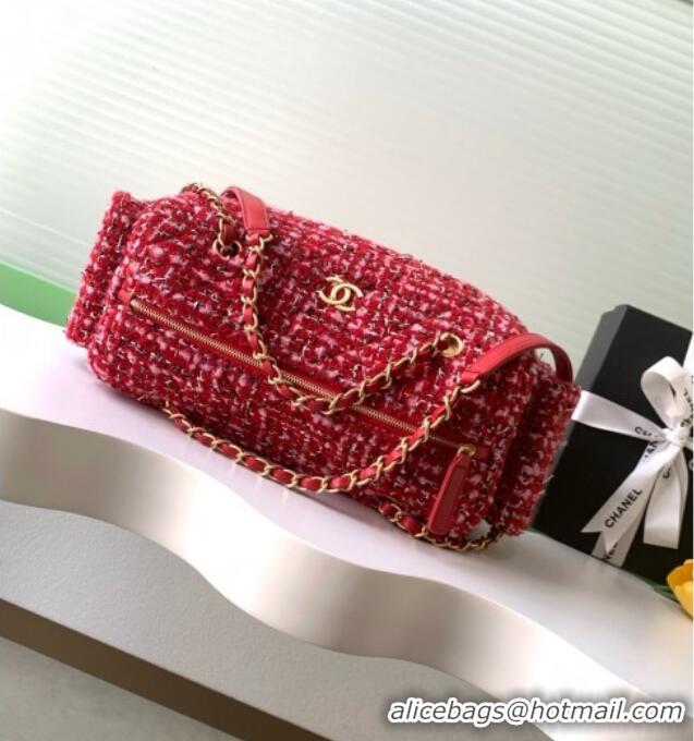 Affordable Price Chanel Tweed Bowling Bag AS5791 Red 2025