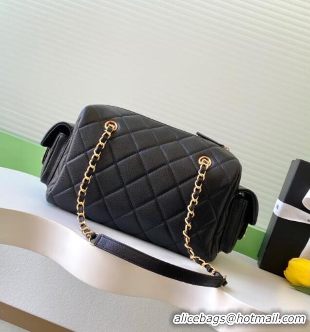 Best Price Chanel Grained Calfskin Bowling Bag AS5791 Black 2025