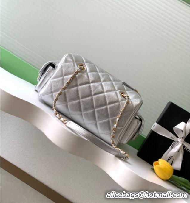 Best Grade Chanel Grained Calfskin Bowling Bag AS5791 Silver 2025