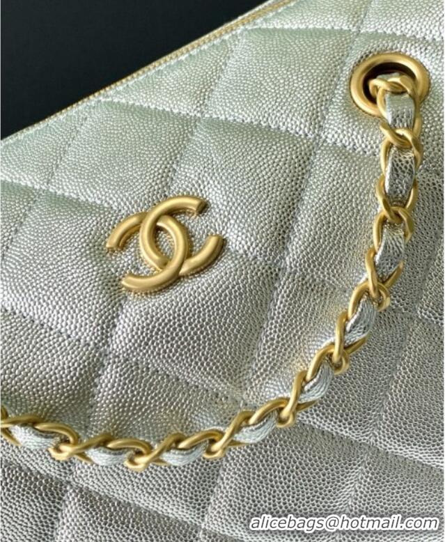 Best Grade Chanel Grained Calfskin Bowling Bag AS5791 Silver 2025