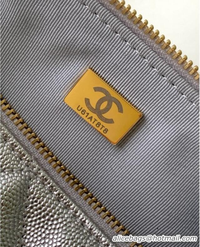 Best Grade Chanel Grained Calfskin Bowling Bag AS5791 Silver 2025