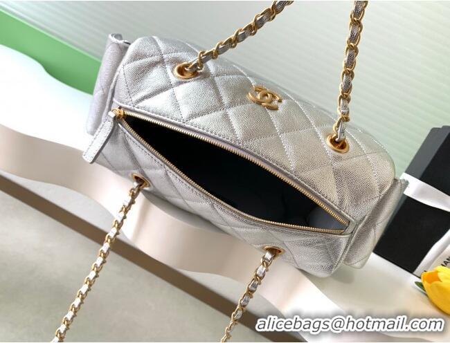 Best Grade Chanel Grained Calfskin Bowling Bag AS5791 Silver 2025