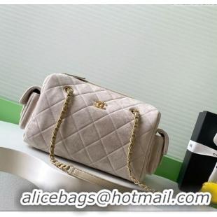 Top Design Chanel Suede Bowling Bag AS5791 Grey 2025