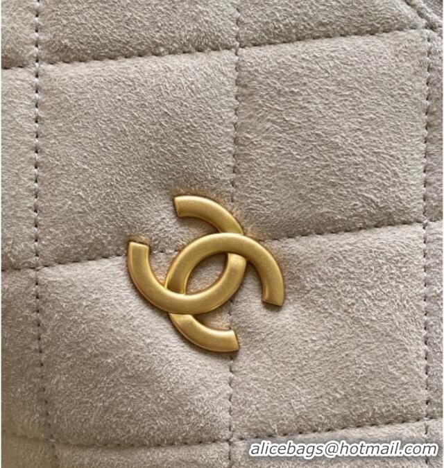 Top Design Chanel Suede Bowling Bag AS5791 Grey 2025
