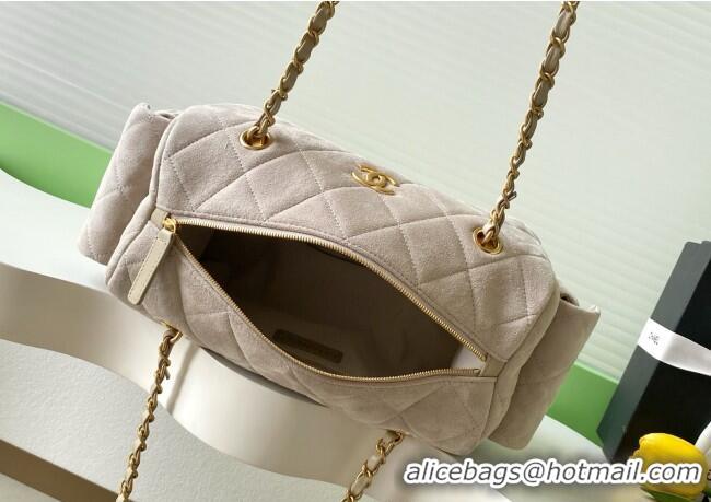 Top Design Chanel Suede Bowling Bag AS5791 Grey 2025