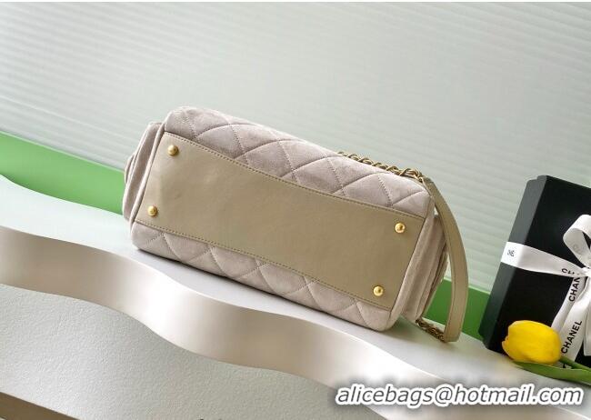 Top Design Chanel Suede Bowling Bag AS5791 Grey 2025