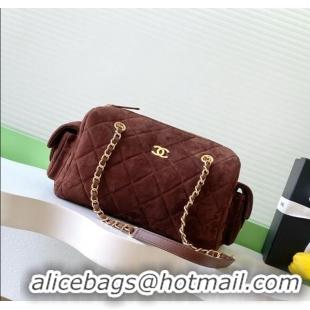Famous Brand Chanel Suede Bowling Bag AS5791 Brown 2025