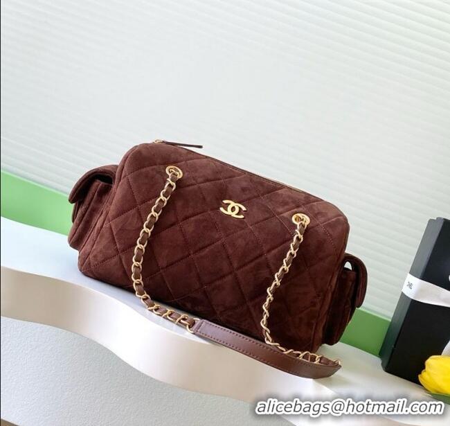 Famous Brand Chanel Suede Bowling Bag AS5791 Brown 2025