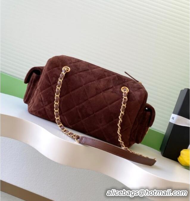 Famous Brand Chanel Suede Bowling Bag AS5791 Brown 2025