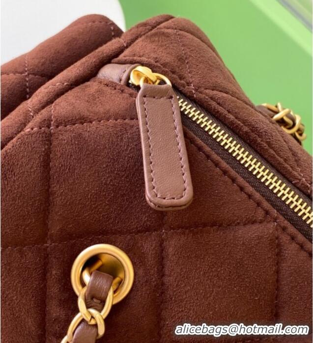 Famous Brand Chanel Suede Bowling Bag AS5791 Brown 2025