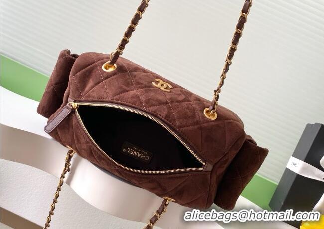 Famous Brand Chanel Suede Bowling Bag AS5791 Brown 2025