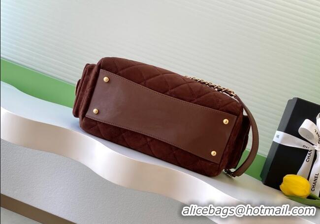 Famous Brand Chanel Suede Bowling Bag AS5791 Brown 2025