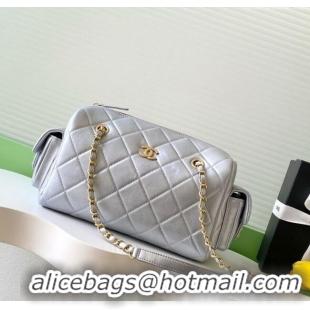 Promotional Chanel Calfskin Leather Bowling Bag AS5791 Silver 2025