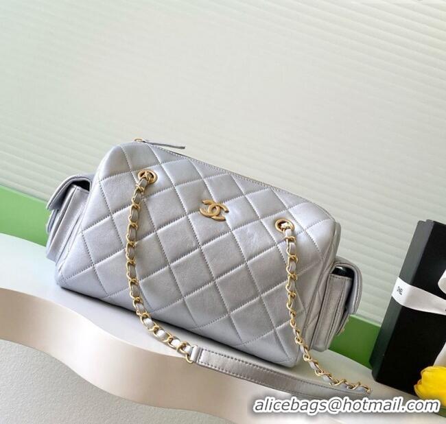 Promotional Chanel Calfskin Leather Bowling Bag AS5791 Silver 2025