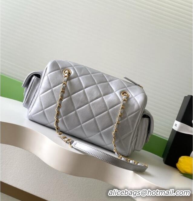 Promotional Chanel Calfskin Leather Bowling Bag AS5791 Silver 2025