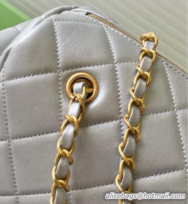 Promotional Chanel Calfskin Leather Bowling Bag AS5791 Silver 2025