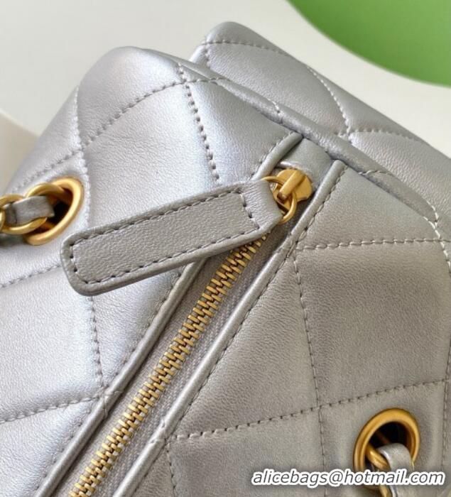 Promotional Chanel Calfskin Leather Bowling Bag AS5791 Silver 2025