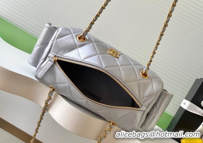 Promotional Chanel Calfskin Leather Bowling Bag AS5791 Silver 2025