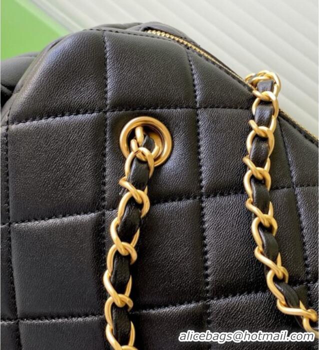 Luxury Cheap Chanel Calfskin Leather Bowling Bag AS5791 Black 2025