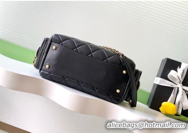 Luxury Cheap Chanel Calfskin Leather Bowling Bag AS5791 Black 2025