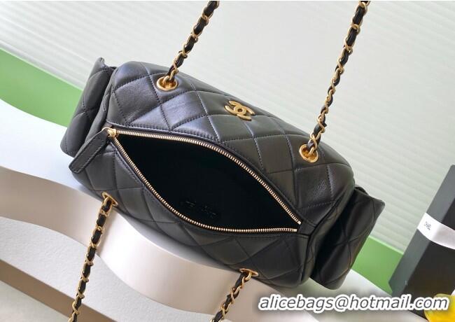 Luxury Cheap Chanel Calfskin Leather Bowling Bag AS5791 Black 2025