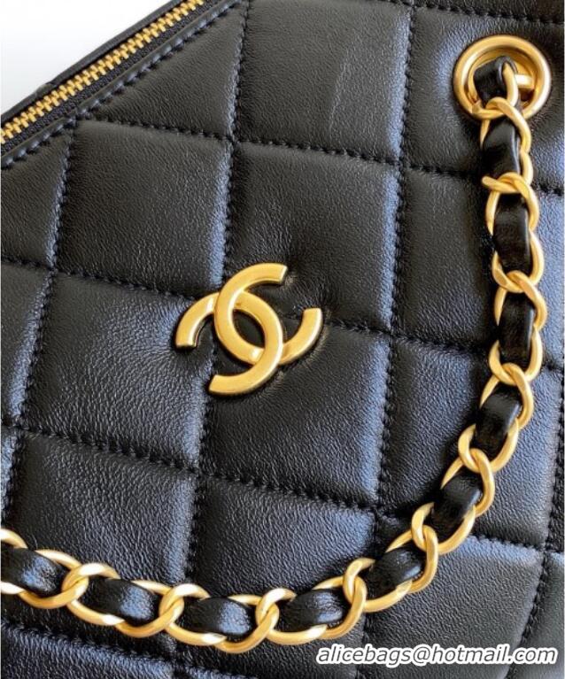 Luxury Cheap Chanel Calfskin Leather Bowling Bag AS5791 Black 2025