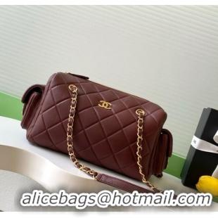 Affordable Price Chanel Calfskin Leather Bowling Bag AS5791 Dark Burgundy 2025