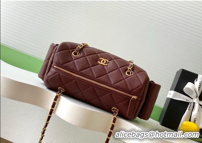 Affordable Price Chanel Calfskin Leather Bowling Bag AS5791 Dark Burgundy 2025