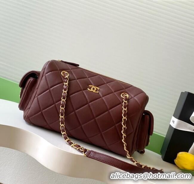 Affordable Price Chanel Calfskin Leather Bowling Bag AS5791 Dark Burgundy 2025