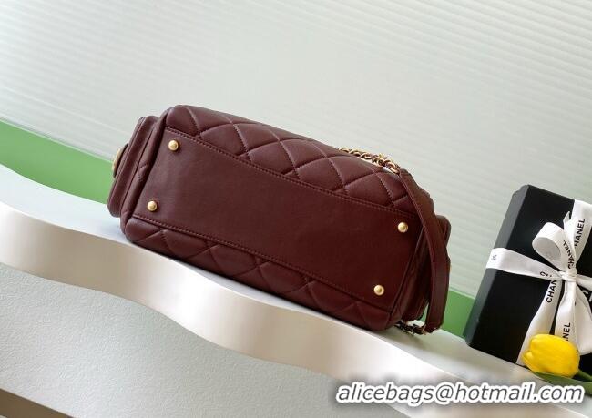 Affordable Price Chanel Calfskin Leather Bowling Bag AS5791 Dark Burgundy 2025