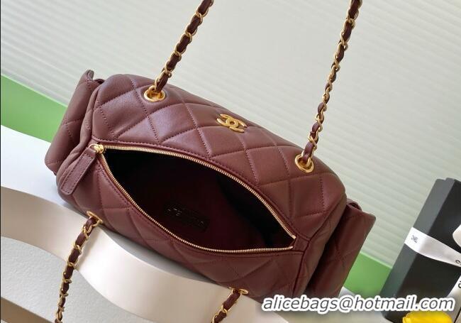 Affordable Price Chanel Calfskin Leather Bowling Bag AS5791 Dark Burgundy 2025