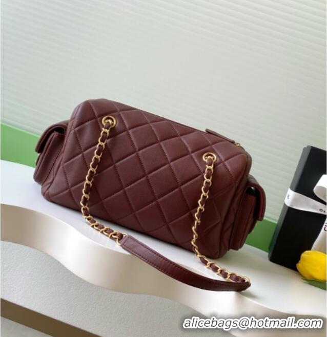 Affordable Price Chanel Calfskin Leather Bowling Bag AS5791 Dark Burgundy 2025