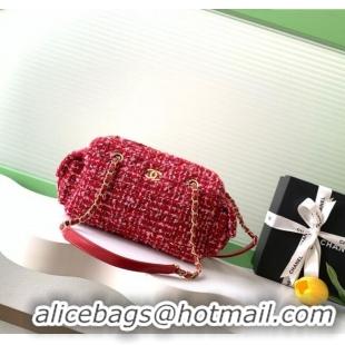 Buy Promotional Chanel Tweed Small Bowling Bag AS5792 Red 2025