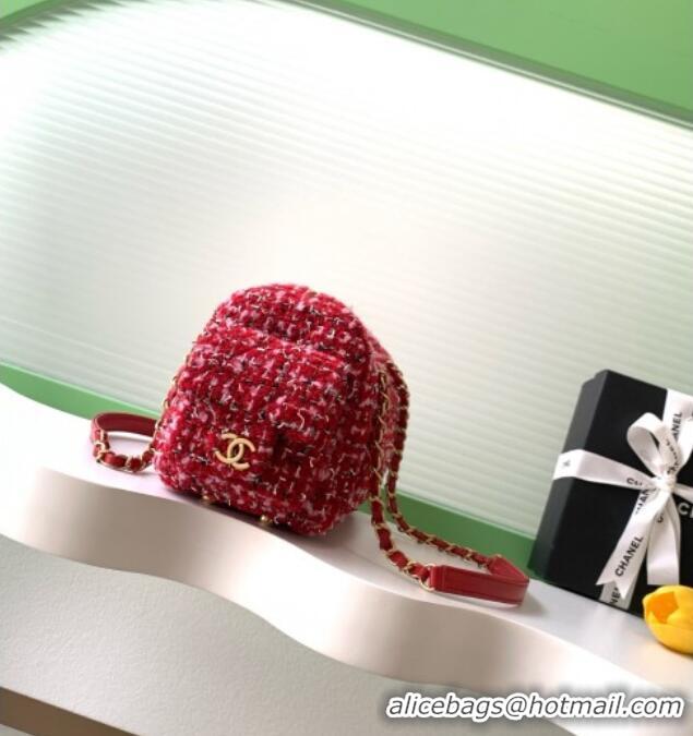 Buy Promotional Chanel Tweed Small Bowling Bag AS5792 Red 2025