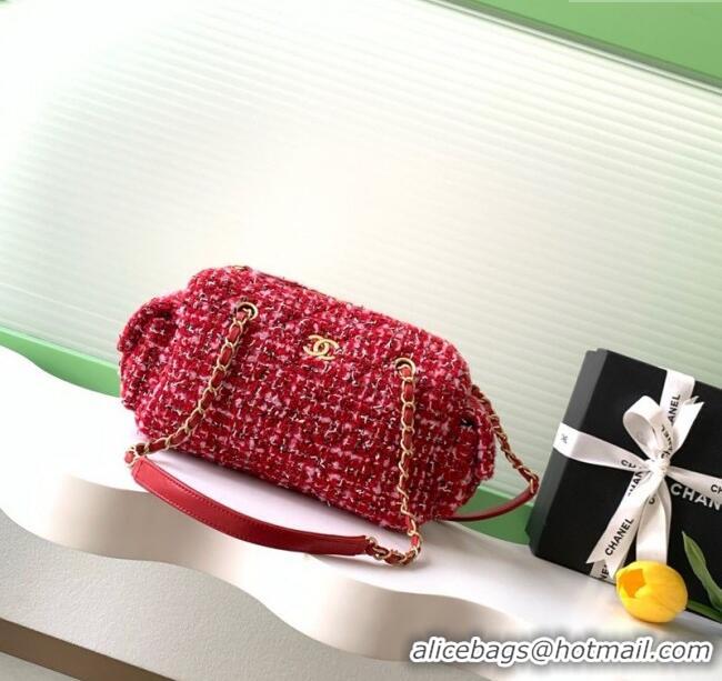 Buy Promotional Chanel Tweed Small Bowling Bag AS5792 Red 2025