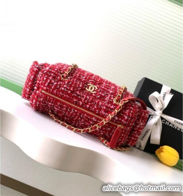 Buy Promotional Chanel Tweed Small Bowling Bag AS5792 Red 2025