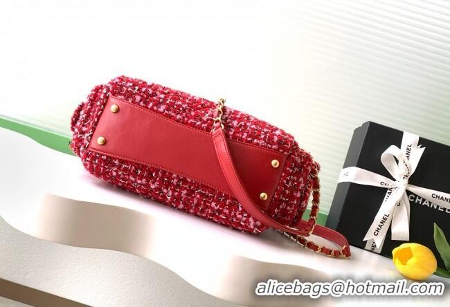 Buy Promotional Chanel Tweed Small Bowling Bag AS5792 Red 2025