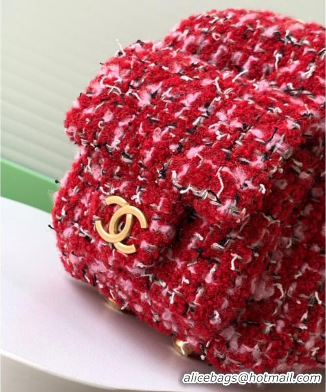 Buy Promotional Chanel Tweed Small Bowling Bag AS5792 Red 2025