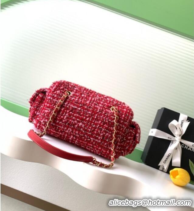 Buy Promotional Chanel Tweed Small Bowling Bag AS5792 Red 2025