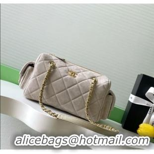 Super Quality Chanel Small Suede Bowling Bag AS5792 Grey 2025