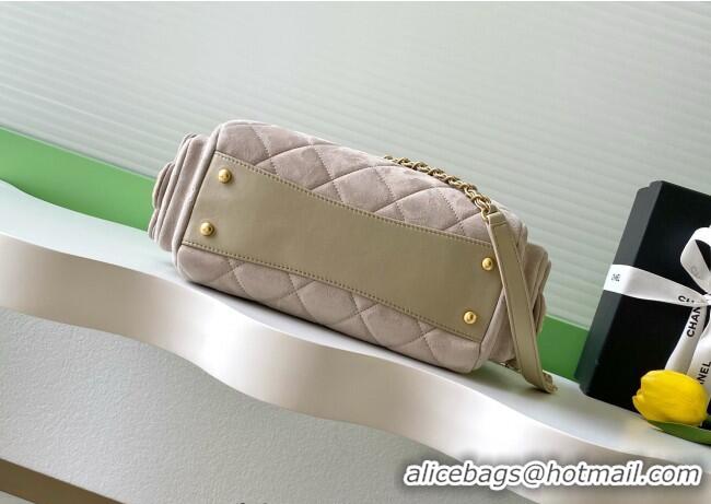 Super Quality Chanel Small Suede Bowling Bag AS5792 Grey 2025