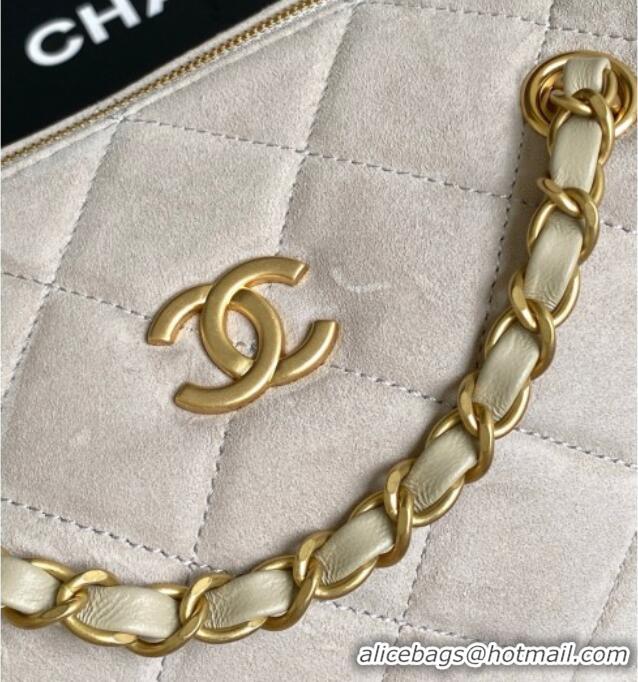 Super Quality Chanel Small Suede Bowling Bag AS5792 Grey 2025