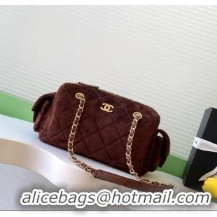 Super Quality Chanel Small Suede Bowling Bag AS5792 Brown 2025