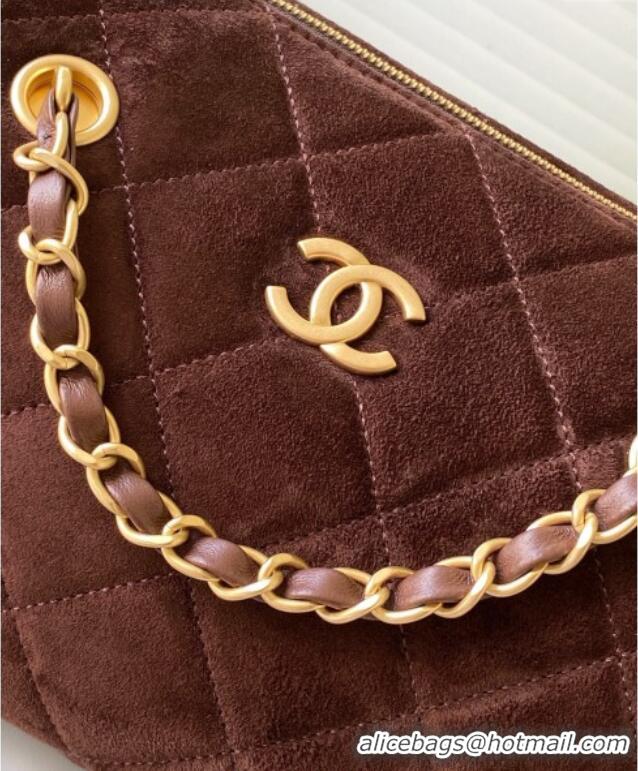 Super Quality Chanel Small Suede Bowling Bag AS5792 Brown 2025