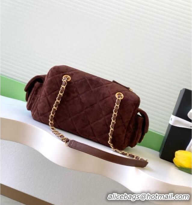 Super Quality Chanel Small Suede Bowling Bag AS5792 Brown 2025