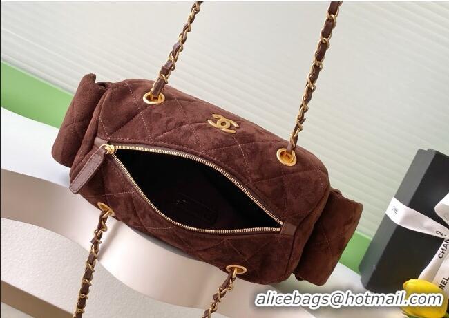 Super Quality Chanel Small Suede Bowling Bag AS5792 Brown 2025