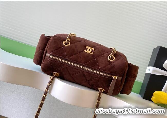 Super Quality Chanel Small Suede Bowling Bag AS5792 Brown 2025