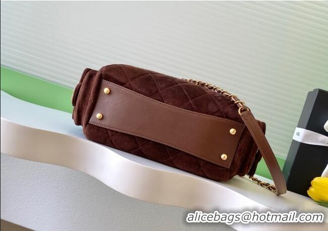 Super Quality Chanel Small Suede Bowling Bag AS5792 Brown 2025
