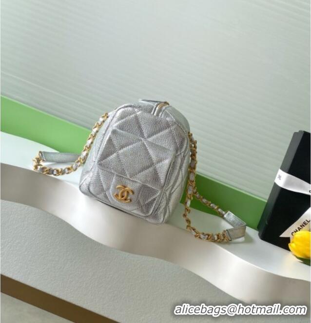 Traditional Specials Chanel Small Grained Calfskin Bowling Bag AS5792 Silver 2025